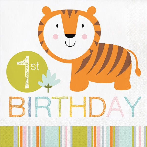 Party Decorations Happy Jungle 1st Birthday Napkins, 16 ct