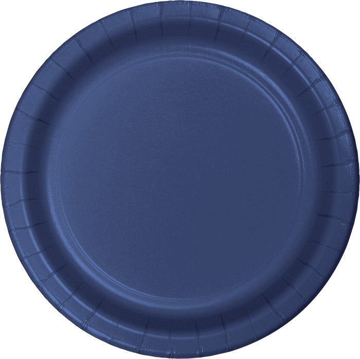 Party Decorations Navy Blue Paper Dessert Plates, 24 ct