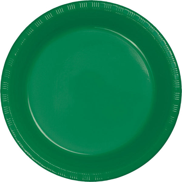 Party Decorations Emerald Green Plastic Banquet Plates, 20 Count