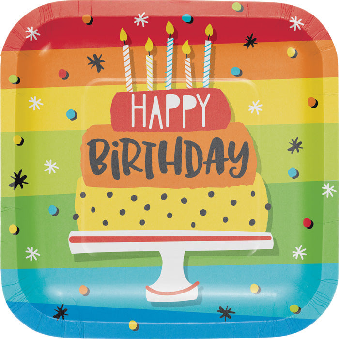 Party Decorations Hoppin' Birthday Cake  Square Paper Dessert Plates, 8 ct