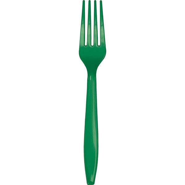 Party Decorations Emerald Green Plastic Forks, 24 ct