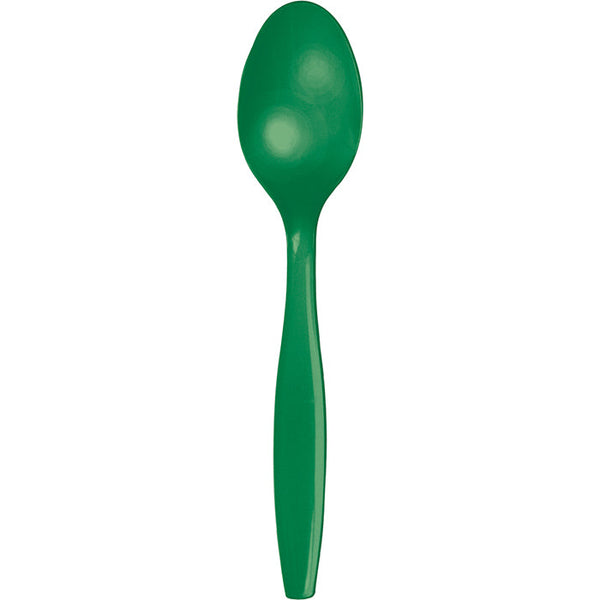 Party Decorations Emerald Green Plastic Spoons, 24 ct