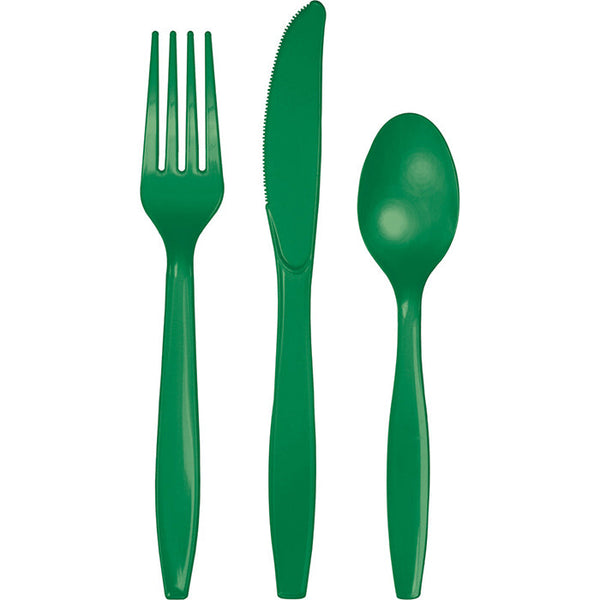 Party Decorations Emerald Green Assorted Cutlery, 18 ct