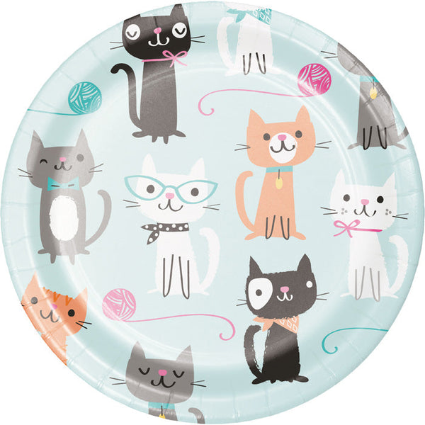 Party Decorations Purr-Fect Cat Party Paper Dessert Plates, 8 ct