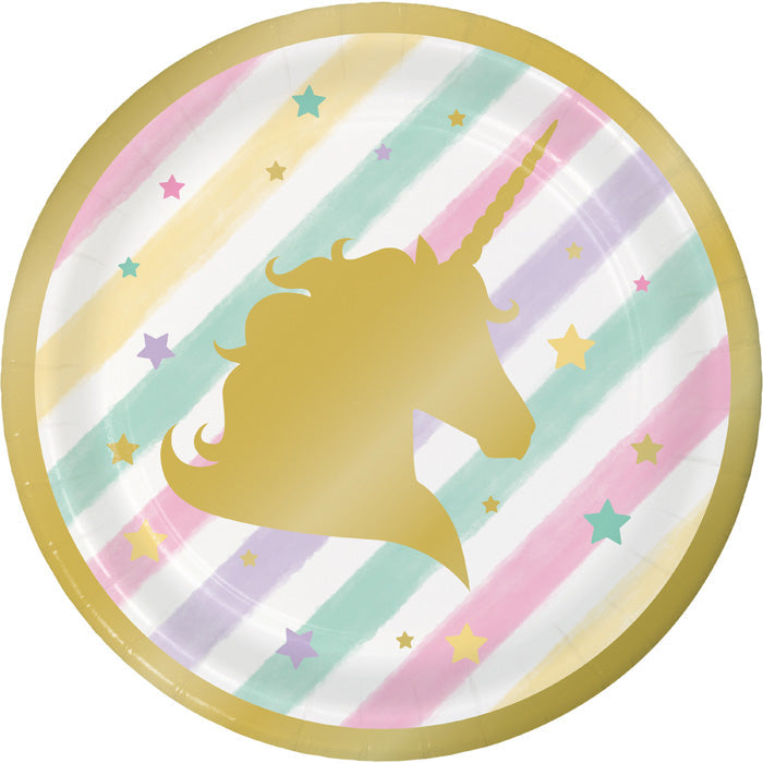 Party Decorations Sparkle Unicorn Paper Dessert Plates, 8 count