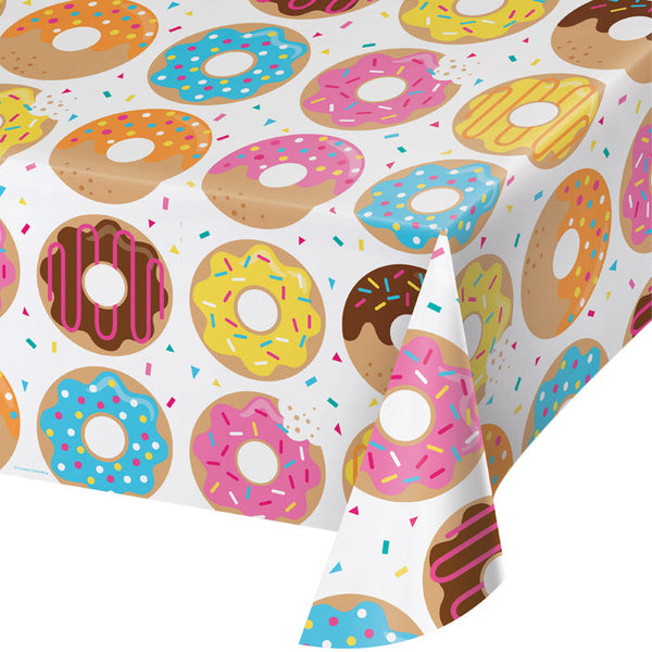 Party Decorations Donut Time Plastic Tablecover All Over Print, 54