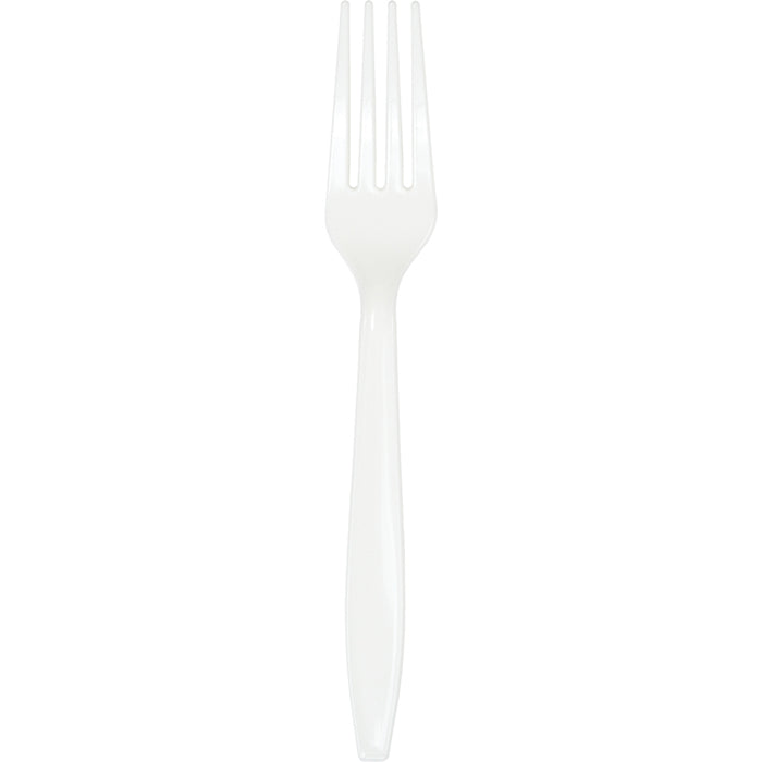 Party Decorations White Premium Plastic Forks, 24 ct