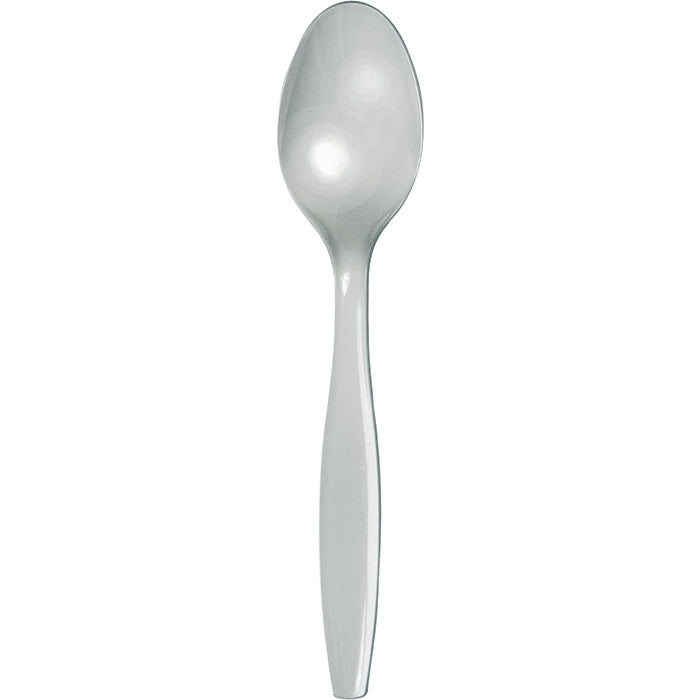 Party Decorations Shimmering Silver Plastic Spoons, 50 ct