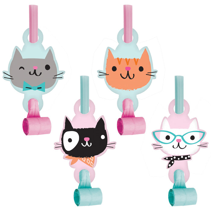 Party Decorations Purr-Fect Cat Party Blowouts with Medallion (8 ct)