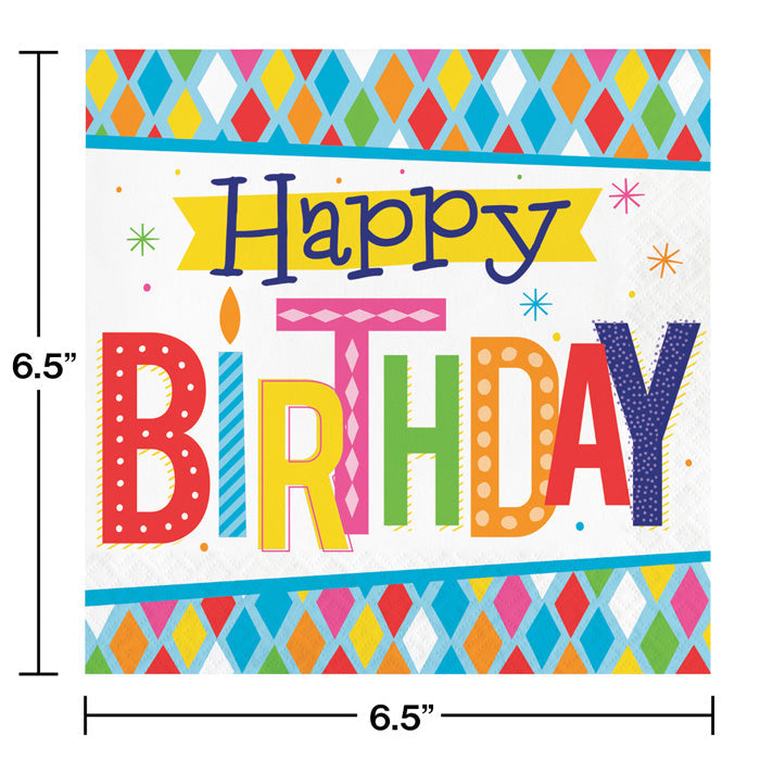 Party Decorations Bright Birthday Napkins, 16 ct