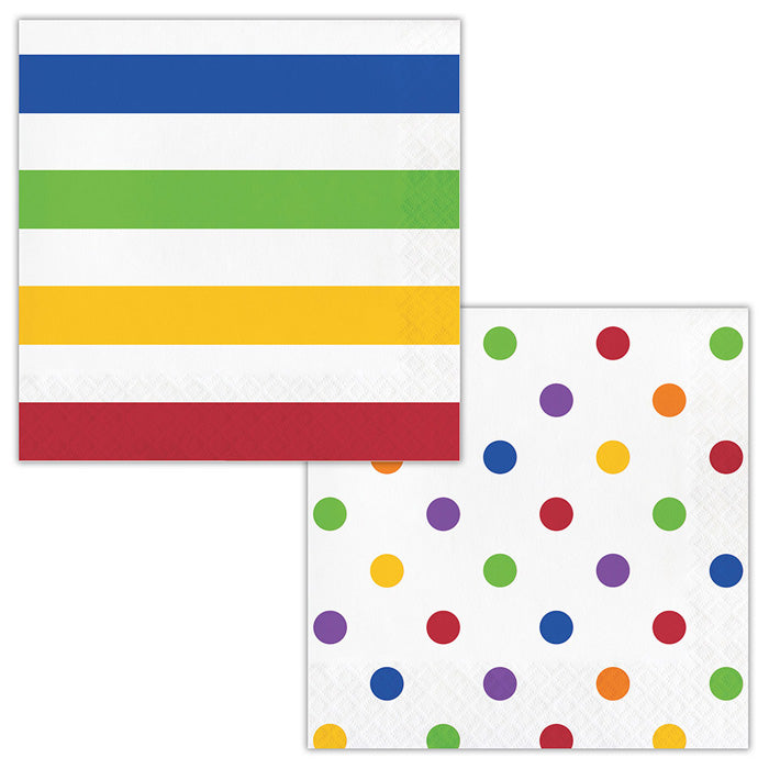 Party Decorations Dots & Stripes Napkins, 16 ct