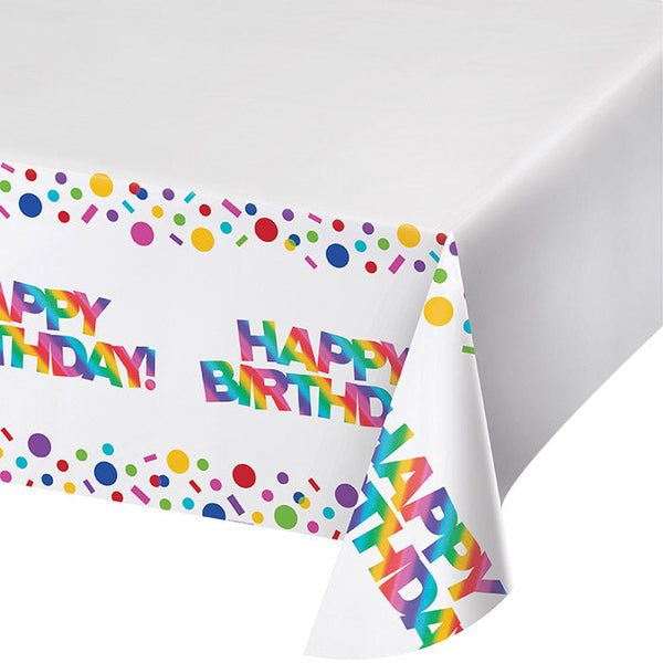 Party Decorations Rainbow Foil Plastic Tablecover Border Print, 54