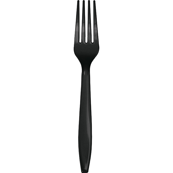 Party Decorations Black Plastic Forks, 50 ct