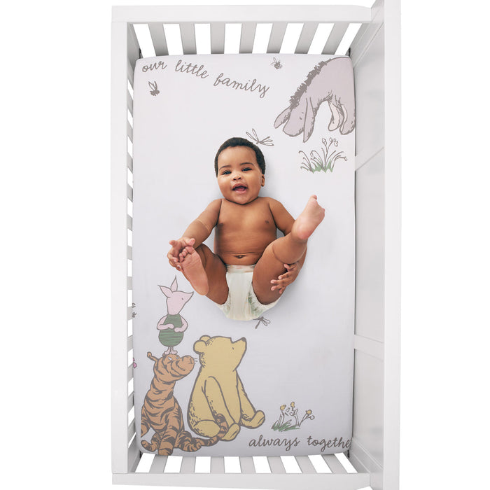 Disney Classic Pooh Naturally Friends Photo Op Fitted Crib Sheet