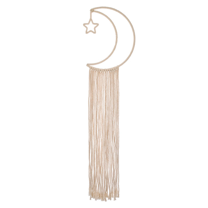 Little Love by NoJo Natural Ivory Macramé Moon Shaped Wall Décor, 18" Long