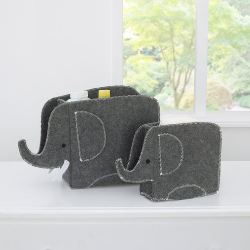 Little Love by NoJo Grey Felt Elephant Shaped Nursery Storage Caddys