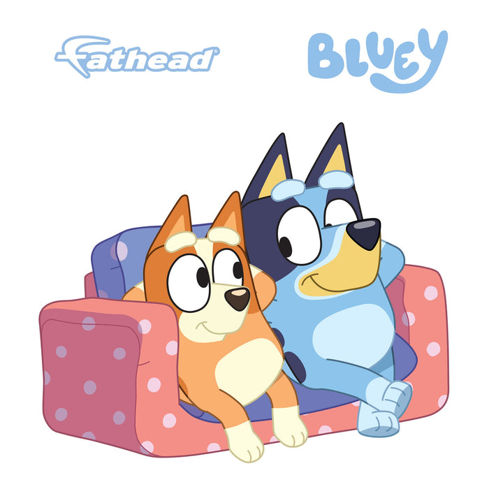 Fathead Bluey: Bluey & Bingo Sisters Lounging Icon - Officially Licensed BBC Removable Adhesive Decal