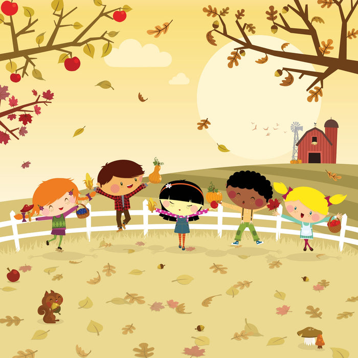 Fathead Seasons Decor: Autumn Kids in the Garden Mural - Removable Wall Adhesive Decal