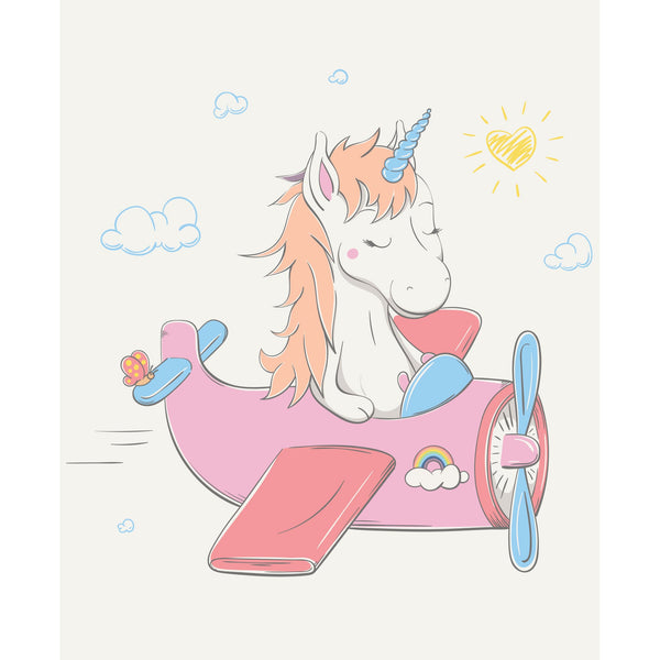 Fathead Nursery: Planes White Unicorn Mural - Removable Wall Adhesive Decal