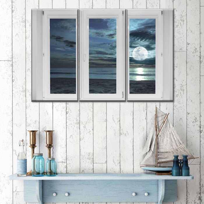 ElephantStock Window To Moonlit Beach Wall Art