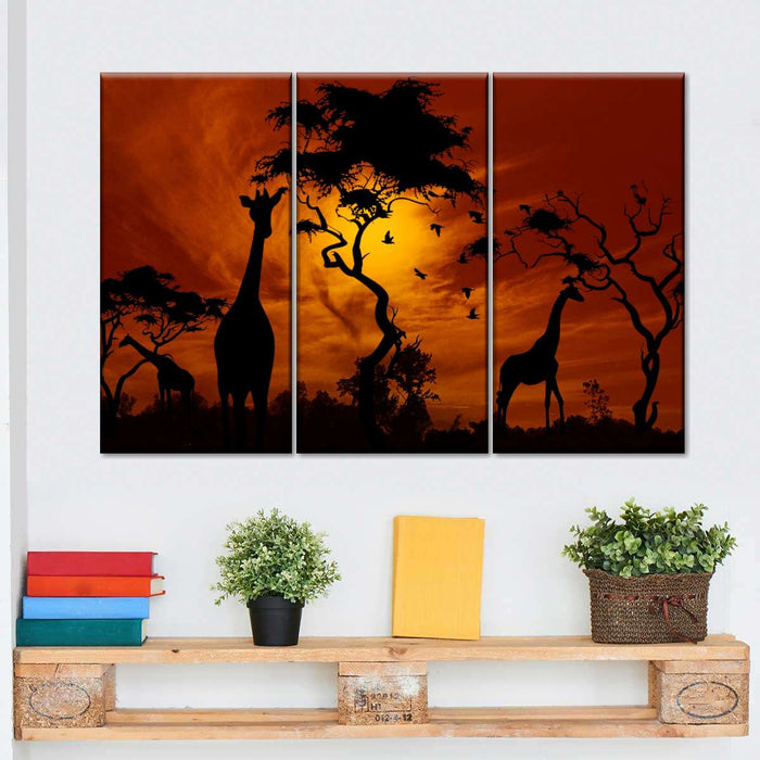 ElephantStock Silhouetted African Giraffes Wall Art