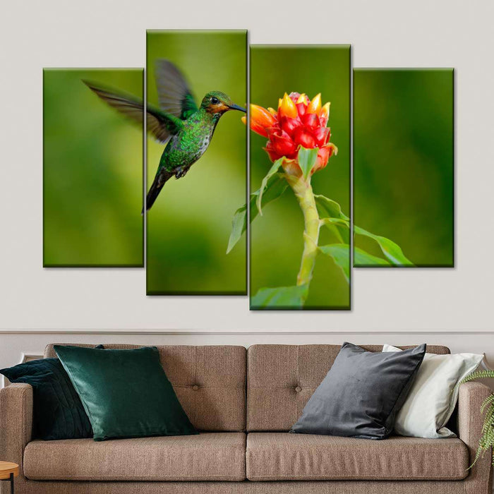 ElephantStock Flower And Green Hummingbird Wall Art