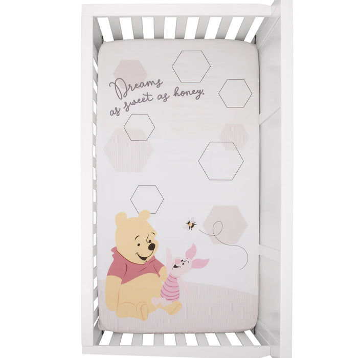 Disney Winnie the Pooh Hugs and Honeycombs "Dreams as Sweet as Honey"  Photo Op Fitted Crib Sheet