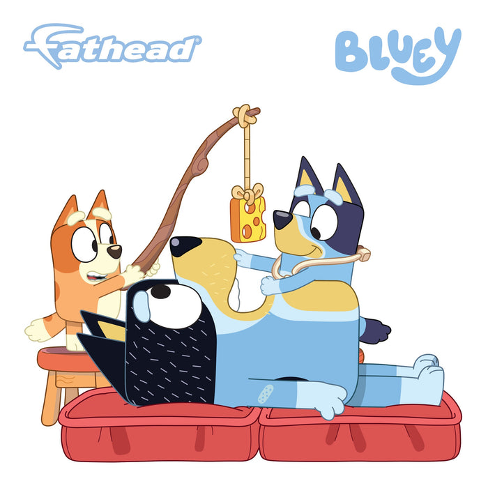 Fathead Bluey: Bandit, Bluey, Bingo Hospital Cheese Icon - Officially Licensed BBC Removable Adhesive Decal